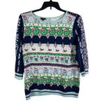 Talbots 1X Cotton Silk Sweater Multicolor Paisley Floral Print 3/4 Sleeve NWT Photo 0