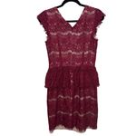 Anthropologie  Maeve Elsa Burgundy Lace Peplum Lined Dress Size S Photo 3
