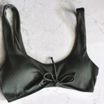 EXPRESS | Green Ribbed Tie Front Bikini Top Photo 4