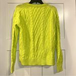 J.Crew Neon Lime Green Cable Knit Crew Neck Sweater Medium Photo 2