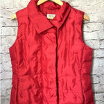 Talbots Red Puffer Goose Down Vest Womens S Zip Snap Photo 0