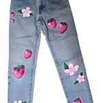 Levi's Hand Painted Vintage 501-Z Straight Leg Strawberry Checkerboard Jeans 28 Photo 0