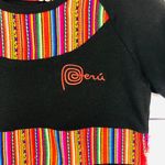 PERU | Lama Peruvian Lima Womens Black Shirt Red Size L Photo 4