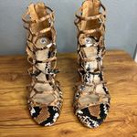 Schutz Julianna Block Heel Sandal 9.5 Snakeskin Embossed Leather Gladiator NEW Photo 3