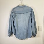 We The Free With Love Cotton Denim Shirt Blue Boho Western Pearl Snap Womens XL Photo 7