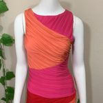 BCBG Maxazria Debra Color Block Pink Orange Dress Photo 5