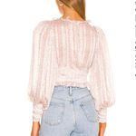 For Love & Lemons Natalie Crop Top Blouse Long Sleeve Floral Ivory Casual Pink Photo 5
