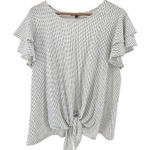 Adrianna Papell  Women's XL Polka Dot Ruffle Sleeve Tie Front Blouse Top Photo 0