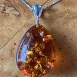 Natural Baltic Amber Sterling Silver Necklace Photo 0