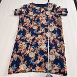J.Crew Blue Floral 100% Silk Short Sleeve Keyhole Shift Dress Size 2 Photo 11