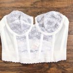 vintage • white lace cropped bustier corset strapless sheer sexy longline bra Size undefined Photo 3