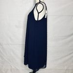 Jun & Ivy Navy A-Line Dress Sz M Halter Neck Lace Embroidered Lined Short Photo 4
