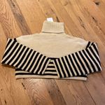 Anna Rae Chunky Knit Striped Crop L/S Roll Neck Cowl Sweater Tan Black Size M Size M Photo 7