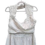 Bebe  Cream Draped Silk Mini Dress Large Y2K BBL Skirt Cocktail Party NWT Photo 2