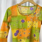 Hippie Retro XS Small Boho Bell Sleeve Lightweight Crop Top Square Neck 60’s 70s Green Photo 3