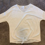 Unwritten  White Eyelet Top Size L Ties at Bottom Photo 0