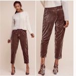 Anthropologie  Elevenses Size Small Sonia Brown Velvet Crop Jogger Pants Pull On Photo 1