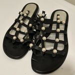 Elina Linardaki Dune Pearl Embellished Sandals Black Size 9 US 40 EU Photo 0