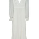 Lulus Talk About Divine White Long Sleeve Backless Maxi Dress Size M Size M Photo 0