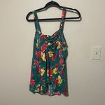 Torrid  Fit and Flare Green Floral Rayon‎ Slub Lace Up Back Tank Size 1X Photo 5
