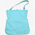 1950s Vintage Robin’s Egg Blue Leather Clutch Purse Mid Photo 0