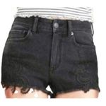 American Eagle Outfitters Black Hi Rise Floral Crochet Shorts Womens Size 2 Photo 5