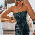 BCBGMAXAZRIA Black Sequin Strapless Dress With Tulle Photo 3