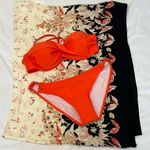 Roffe accessories orange/cream/black flowy kimono great colors print & drape EUC Orange Size undefined Photo 3