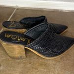 Sam Edelman Woven Mules Pointed Toe Block Heel Slides Black Leather 8.5 Photo 1