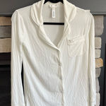 SKIMS  White Long Sleeve Button-Down Top Photo 0