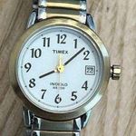 Timex Ladies Watch Indiglo White Dial Two Tone Stainless Bracelet Date Window Photo 3