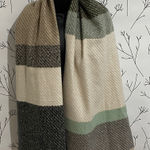Elegant Striped Scarf in Green and Cream Black Photo 0