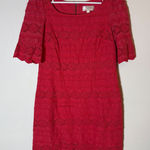 Moulinette Soeurs  Anthropologie Red Eyelet Dress Short Sleeve Size 4 Photo 0