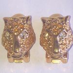 Vintage Gold Tone CZ Rhinestone Panther Clip On Classic Retro Earrings Photo 0