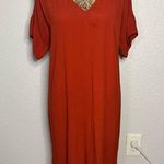 Madewell Novel Shift Dress Rust Size S Relaxed Knee Length Cap Sleeve V Neck Photo 0