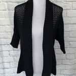 EXPRESS women S open front wide knit 3/4 sleeve cardigan sweater black Photo 0