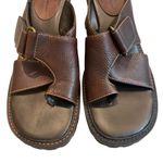 Hokus Pokus Vintage Y2K Leather Chunky Heel Lug sole Slide Sandal Wrap Toe,Sz 10 Brown Photo 5