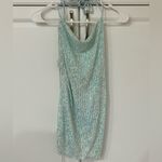 SheIn Blue Lined Sequined Mini Dress Open Back High Slit on Sides Size Small Photo 1