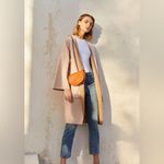 Cuyana  Reversible Alpaca Sweater Coat Pink Tan Pockets Open Cardigan Photo 2