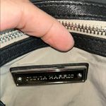 Olivia Harris Black Leather Duffel Bag with Modern Chain Photo 12