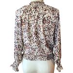 Ophelia Roe Cheetah Boho Funnel Neck Animal Print Bohemian Blouse Top ~ SMALL Photo 2