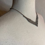 Y2K Silver Rhinestone V Necklace Statement Choker Adjustable Photo 2
