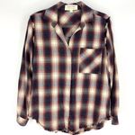 Cloth & Stone  Crushed Berry Fray Button Down Plaid Flannel Small Photo 0