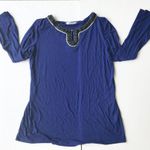Peter Nygard Embellished Tunic Top Blue Large Photo 0