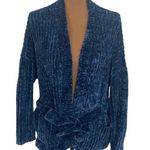 LA Hearts chenille oversized chunky open cardigan with tie belt deep blue XS / S Photo 0