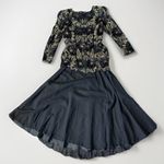 Morgan Taylor Vintage 1980s Morgan Taylor Evening 100% Silk Black Gold Beaded Sequins Dress 4 Photo 8