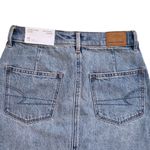 American Eagle NWT  Super Hi Rise A-Line Denim Mini Skirt 00 24W Button Front Photo 6