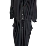 Michael Kors   No Iron Stretchy Black Jumpsuit 3/4 Gathered sleeve Tapered Leg XL Photo 0