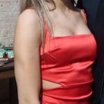 Lucy in the Sky Satin Hourglass Dress in Red Photo 1