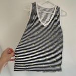 Loft ANN TAYLOR White Black Stripe Pineapple Fruit V-Neck 100% Cotton Tank Top Photo 5